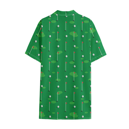 Golf Course Pattern Print Cotton Hawaiian Shirt