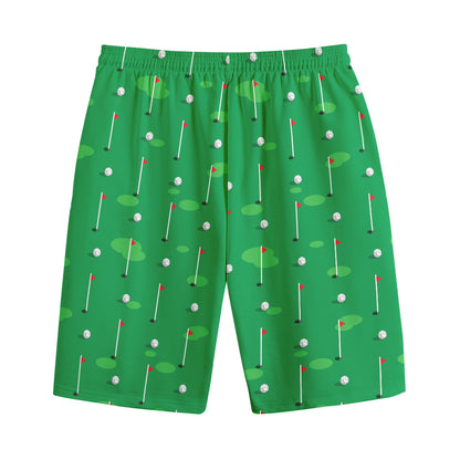 Golf Course Pattern Print Cotton Shorts