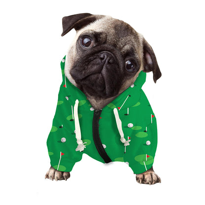 Golf Course Pattern Print Dog Zip Up Hoodie