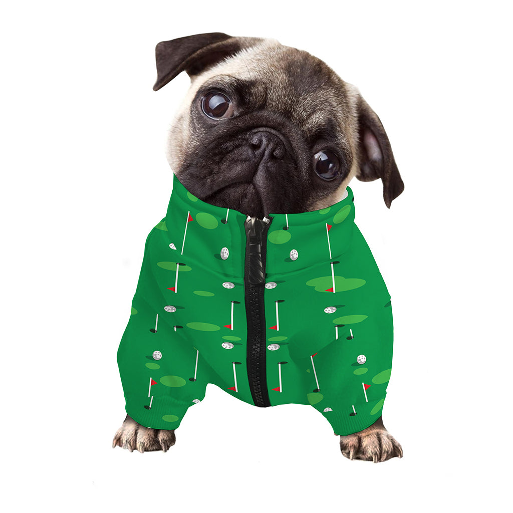 Golf Course Pattern Print Dog Zip Up Jacket