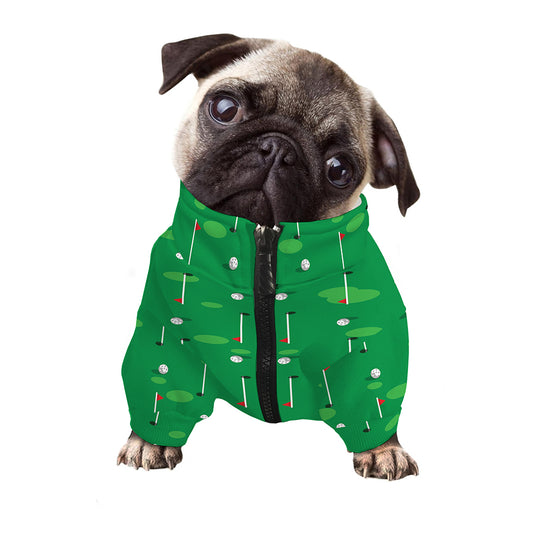 Golf Course Pattern Print Dog Zip Up Jacket