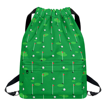 Golf Course Pattern Print Drawstring Backpack