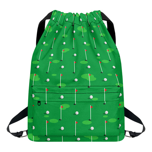 Golf Course Pattern Print Drawstring Backpack