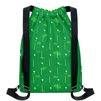 Golf Course Pattern Print Drawstring Backpack
