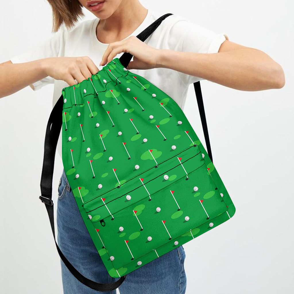 Golf Course Pattern Print Drawstring Backpack