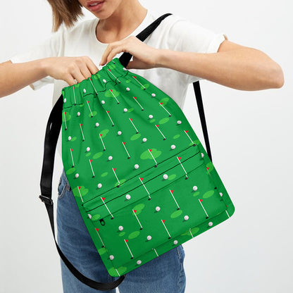 Golf Course Pattern Print Drawstring Backpack