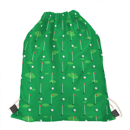 Golf Course Pattern Print Drawstring Bag