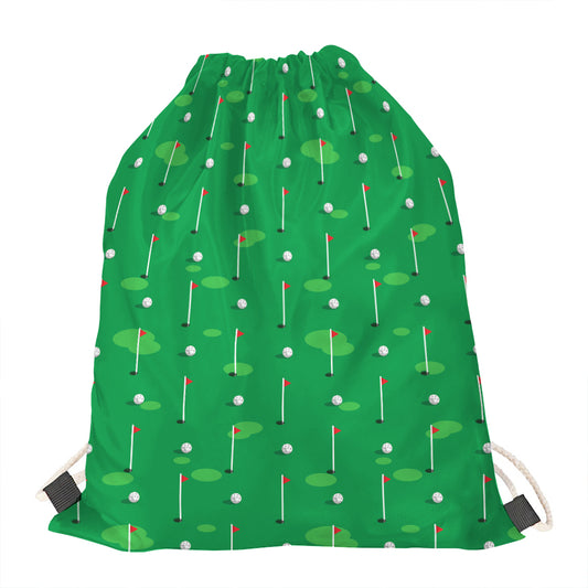 Golf Course Pattern Print Drawstring Bag