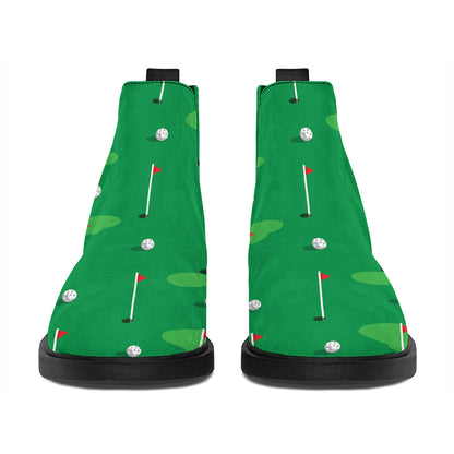 Golf Course Pattern Print Flat Ankle Boots