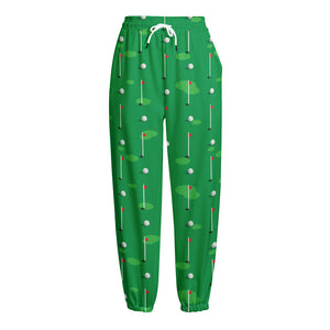 Golf Course Pattern Print Fleece Lined Knit Pants