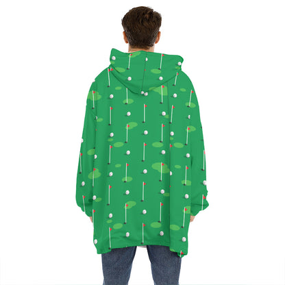 Golf Course Pattern Print Hoodie Blanket