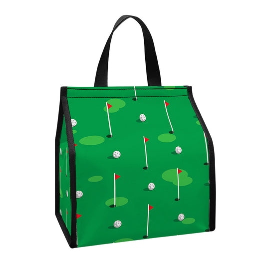 Golf Course Pattern Print Insulated Lunch Tote