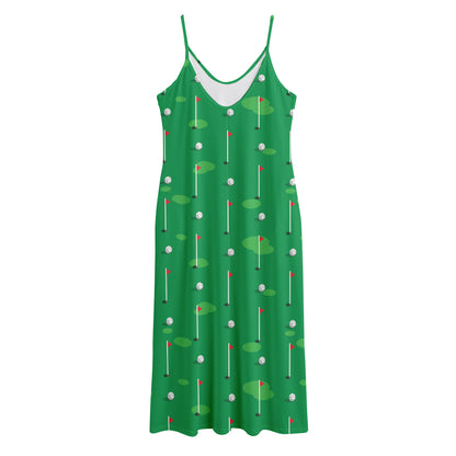 Golf Course Pattern Print Jersey Midi Cami Dress