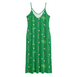 Golf Course Pattern Print Jersey Midi Cami Dress