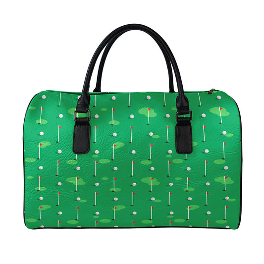 Golf Course Pattern Print Leather Duffle Bag