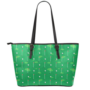 Golf Course Pattern Print Leather Tote Bag