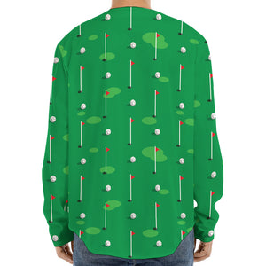 Golf Course Pattern Print Long Sleeve Baseball Jersey