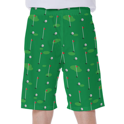Golf Course Pattern Print Men's Beach Shorts