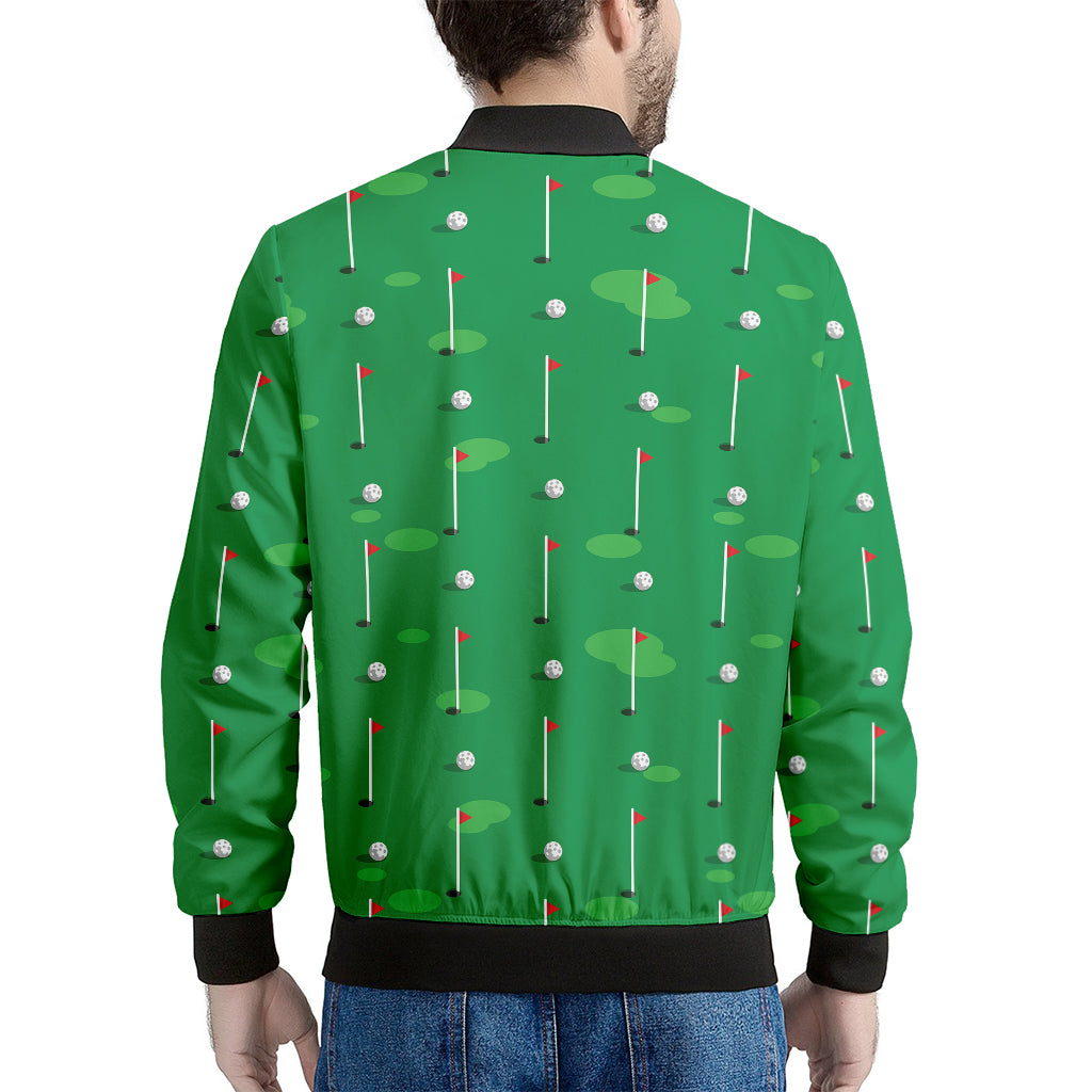 Golf Course Pattern Print Men's Bomber Jacket