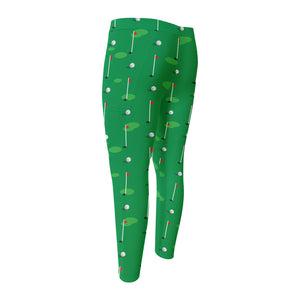 Golf Course Pattern Print Men's Compression Pants