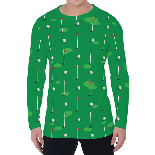 Golf Course Pattern Print Men's Long Sleeve T-Shirt