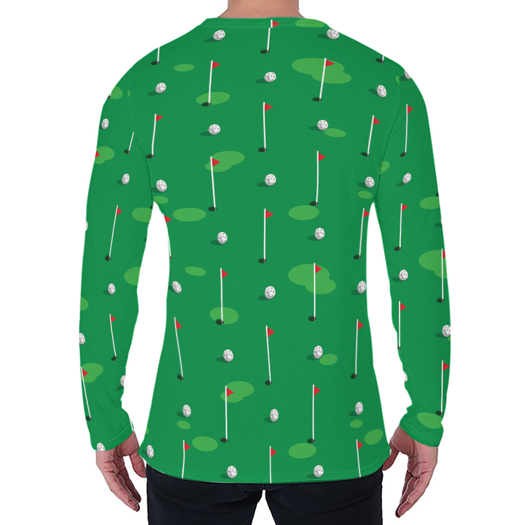 Golf Course Pattern Print Men's Long Sleeve T-Shirt