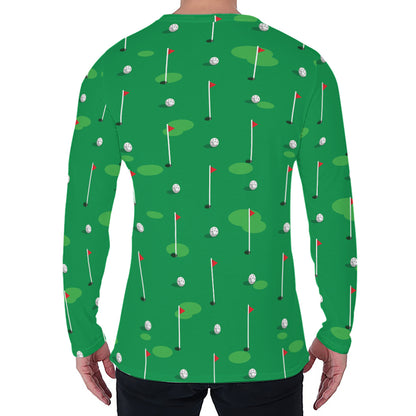 Golf Course Pattern Print Men's Long Sleeve T-Shirt