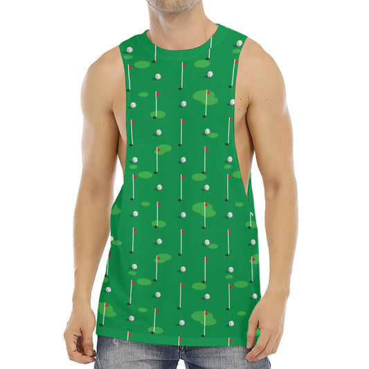 Golf Course Pattern Print Men's Muscle Tank Top