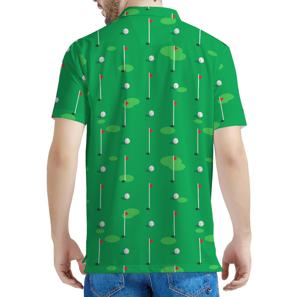 Golf Course Pattern Print Men's Polo Shirt