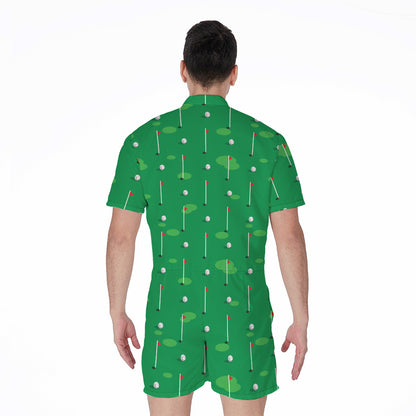 Golf Course Pattern Print Men's Rompers
