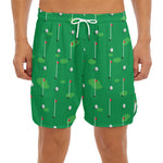 Golf Course Pattern Print Men's Split Running Shorts