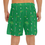Golf Course Pattern Print Men's Split Running Shorts
