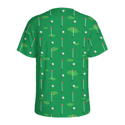 Golf Course Pattern Print Men's Sports T-Shirt