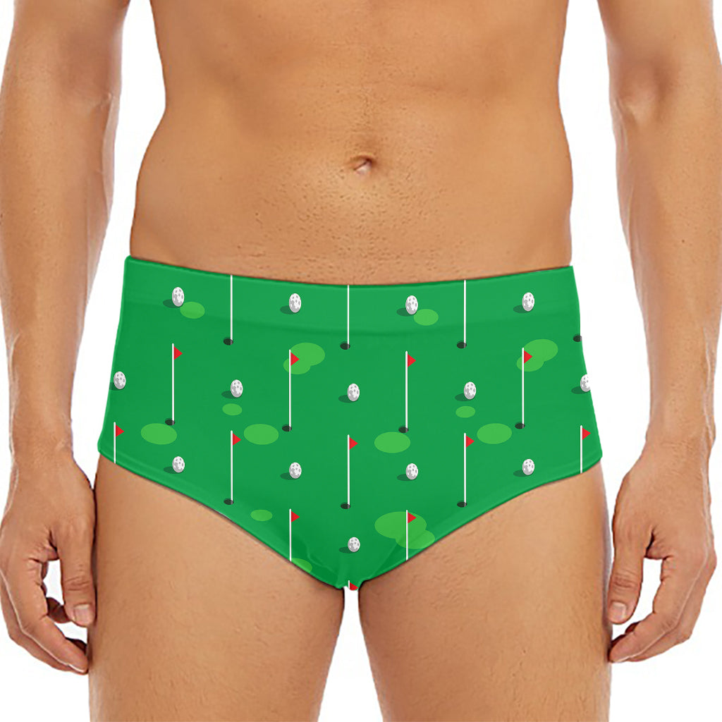 Golf Course Pattern Print Men's Triangle Swim Briefs