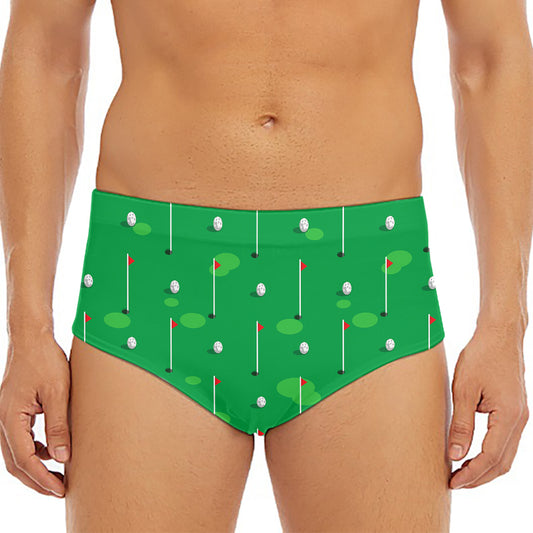 Golf Course Pattern Print Men's Triangle Swim Briefs