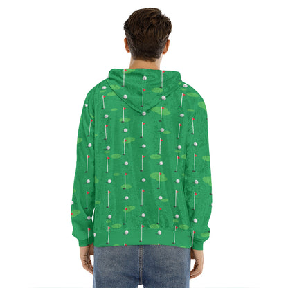 Golf Course Pattern Print Men's Velvet Pullover Hoodie