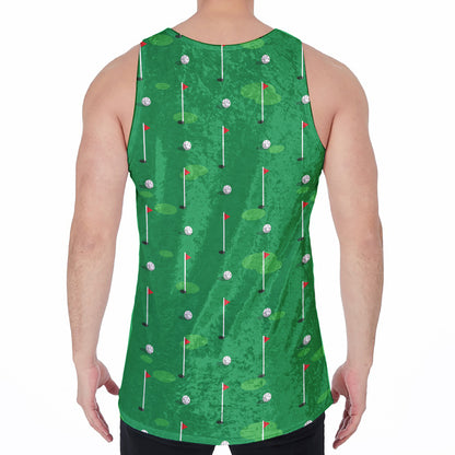 Golf Course Pattern Print Men's Velvet Tank Top