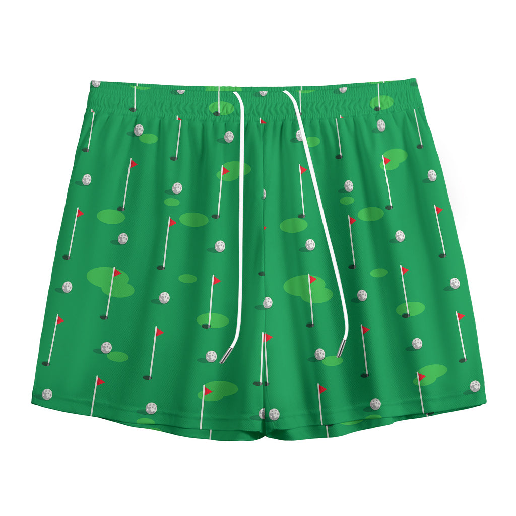 Golf Course Pattern Print Mesh Shorts