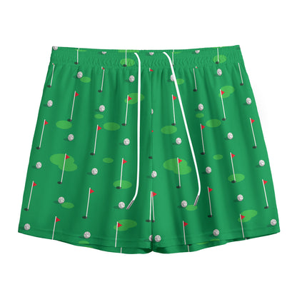Golf Course Pattern Print Mesh Shorts