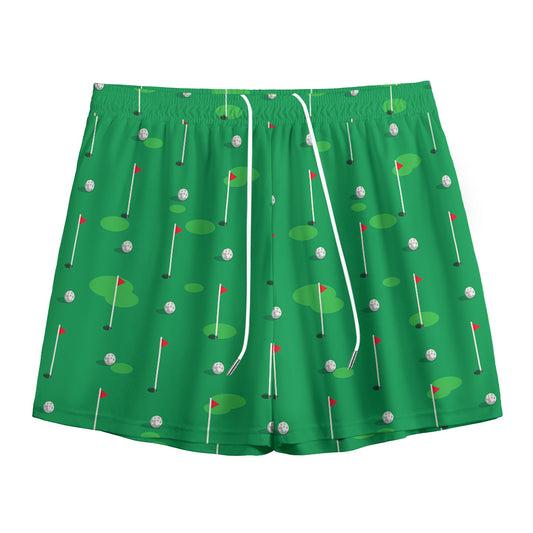 Golf Course Pattern Print Mesh Shorts