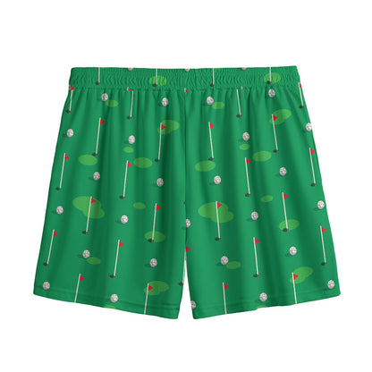 Golf Course Pattern Print Mesh Shorts