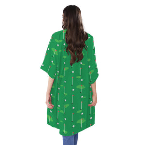 Golf Course Pattern Print Open Front Beach Cover Up