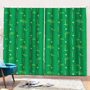 Golf Course Pattern Print Pencil Pleat Curtains