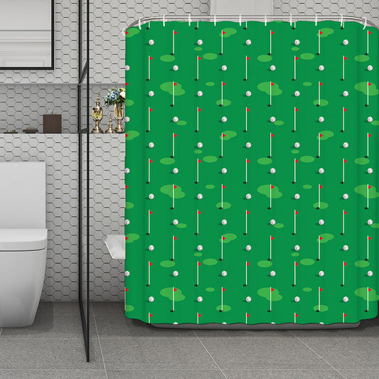 Golf Course Pattern Print Polyester Shower Curtain