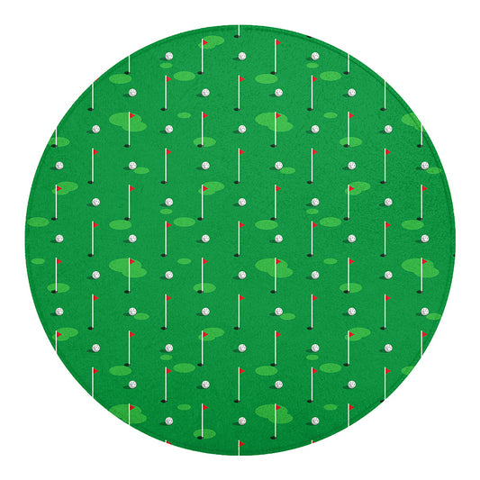 Golf Course Pattern Print Round Blanket