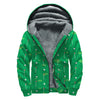 Golf Course Pattern Print Sherpa Lined Zip Up Hoodie