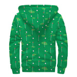Golf Course Pattern Print Sherpa Lined Zip Up Hoodie
