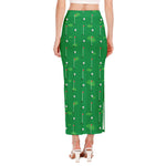 Golf Course Pattern Print Side Slit Maxi Skirt