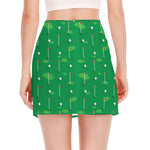 Golf Course Pattern Print Side Slit Mini Skirt