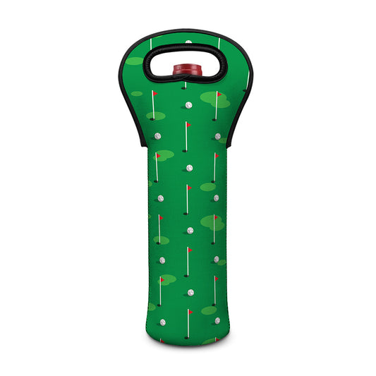 Golf Course Pattern Print Single Neoprene Wine Tote